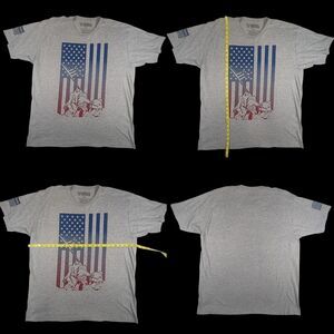 Rags of Honor Short Sleeve Red, White and Blue Flag with Iwo Jima Soldiers Sz XL